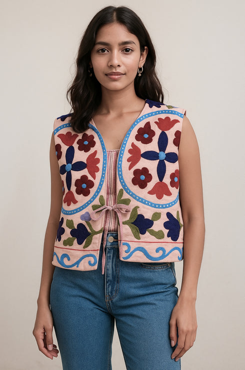 Cotton Sujani Art Embroidered Reversible Jacket